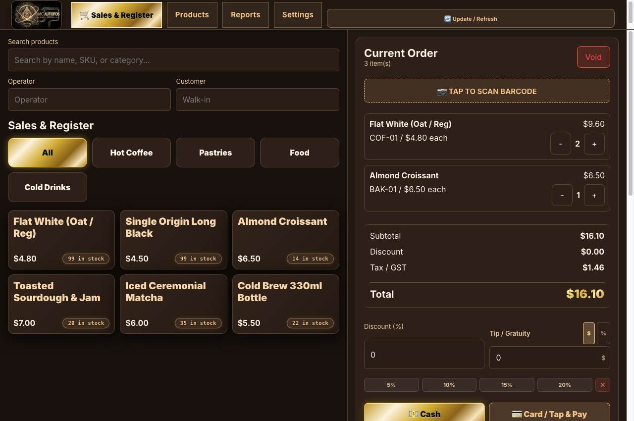 AMC AutoPOS Espresso Cafe Layout